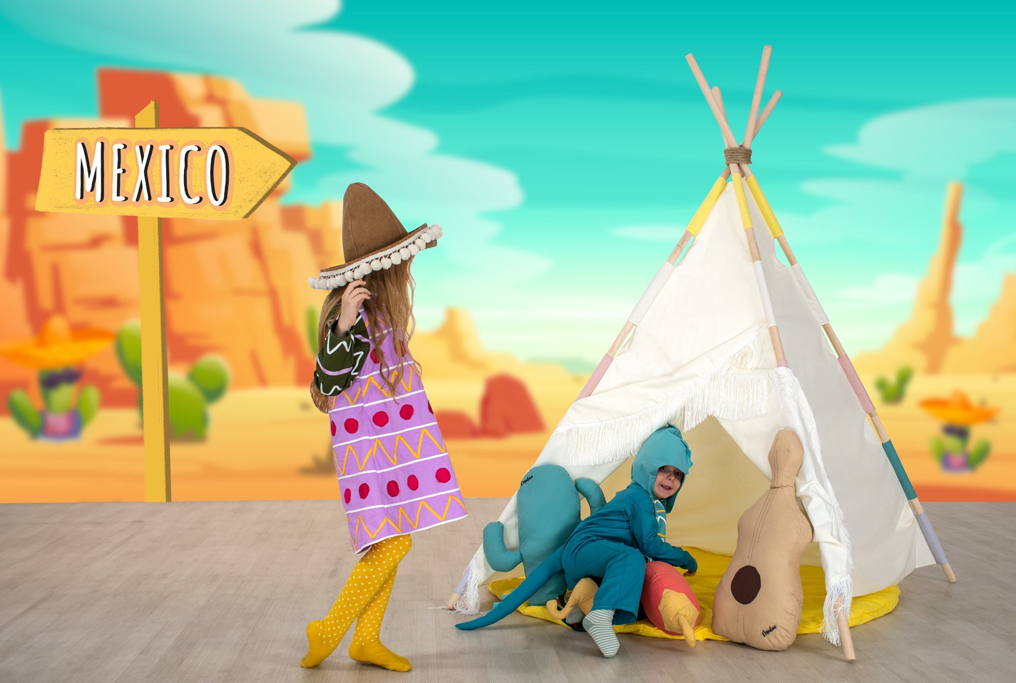 Tenda Teepee per bambini in Stile Messicano